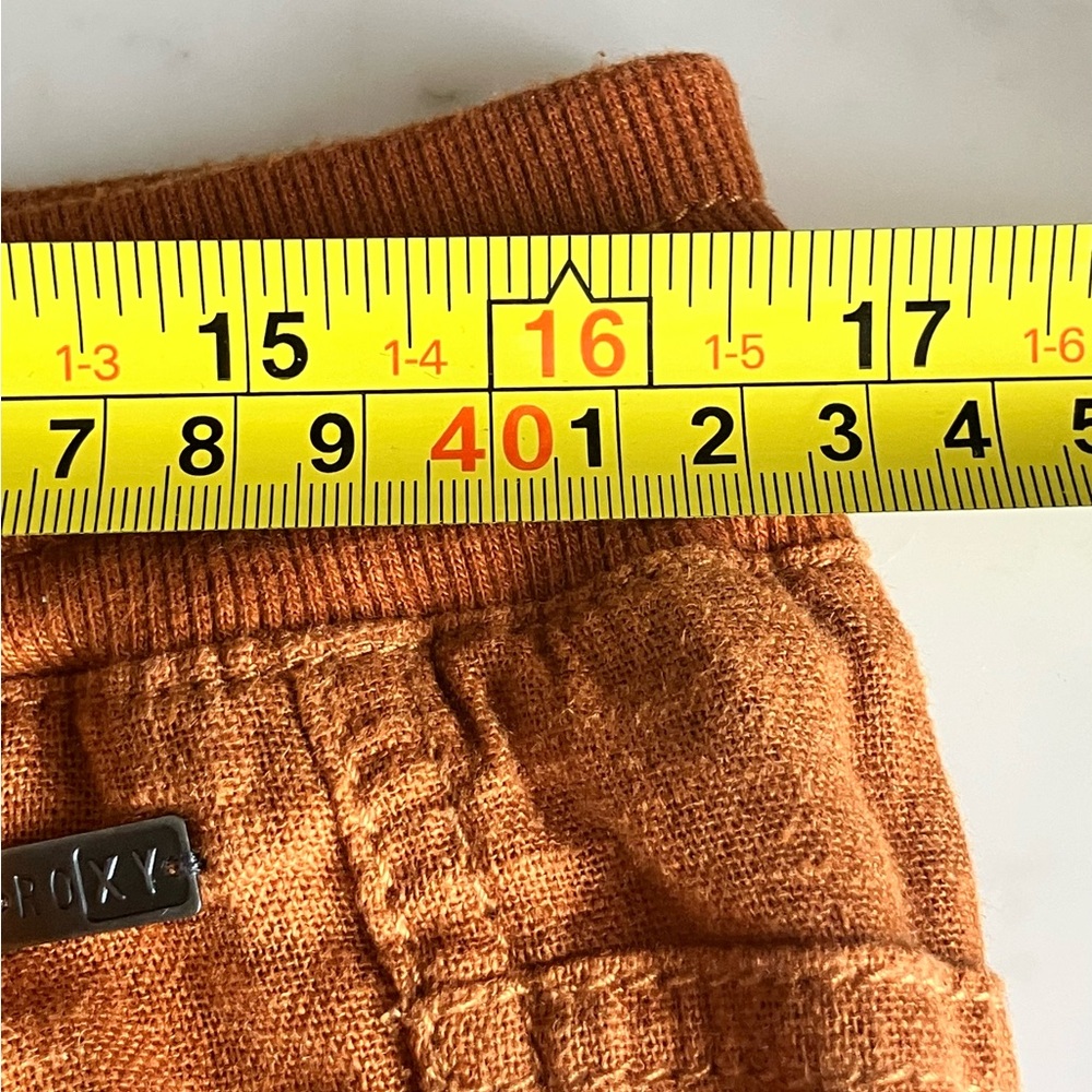 EUC ROXY Lightweight Linen Blend Drawstring Waist Joggers Size L Rust Orange - Picture 5 of 10